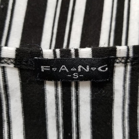 FANG top Small striped scalloped hems v-neck knit Y2K VINTAGE - Picture 12 of 13